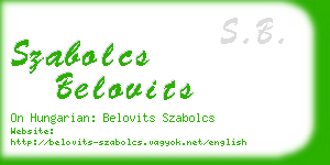 szabolcs belovits business card